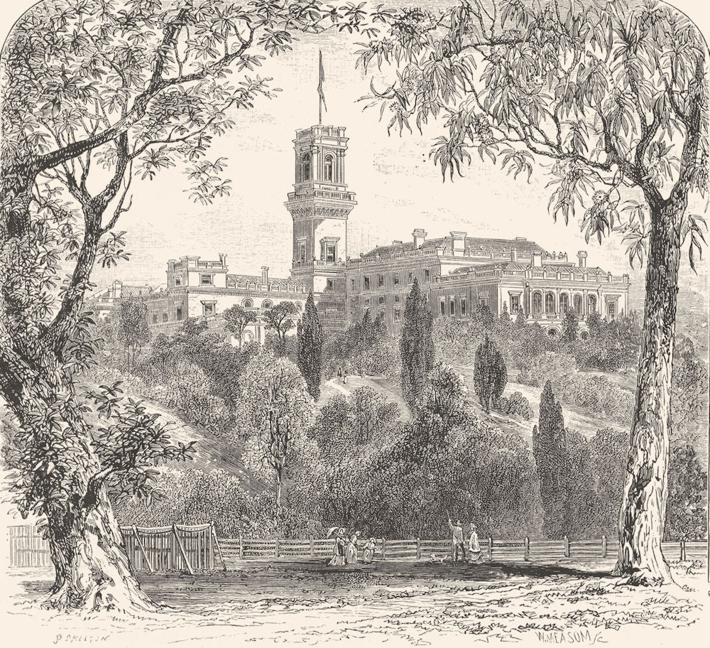 AUSTRALIA. Government House, Melbourne 1886 old antique vintage print picture